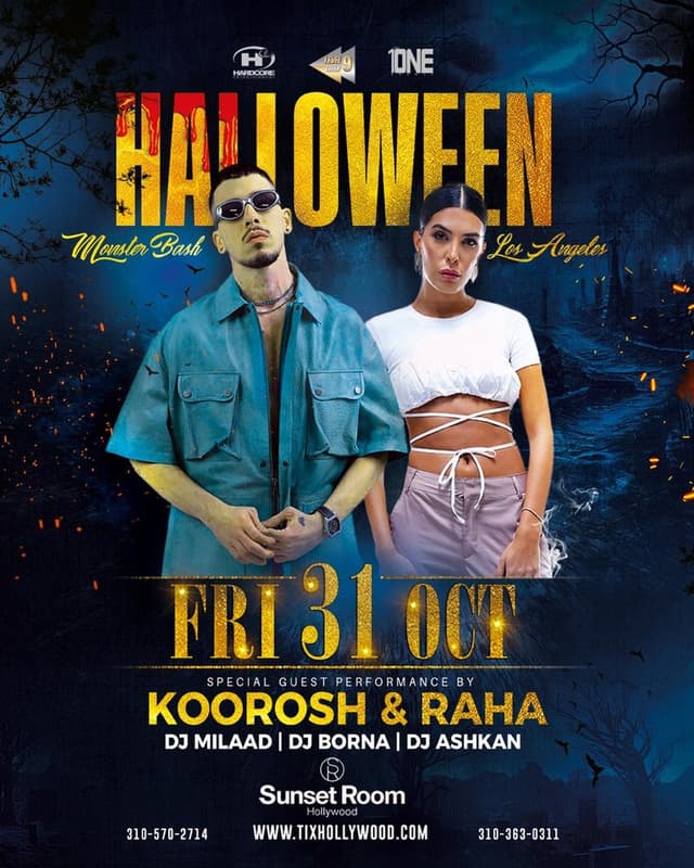 Halloween Monster Bash in Los Angeles feat: KOOROSH & RAHA