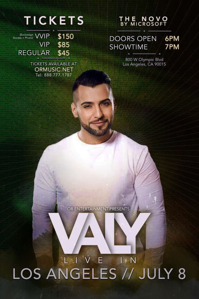 Valy Live in Los Angeles event · Fri, July 8, 2016 · The Novo By